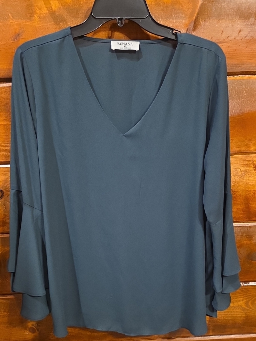 New, Never Worn. Women's Teal V-Neck Layered Sleeve Blouse